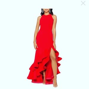 Ruffled Sleeveless Gown
